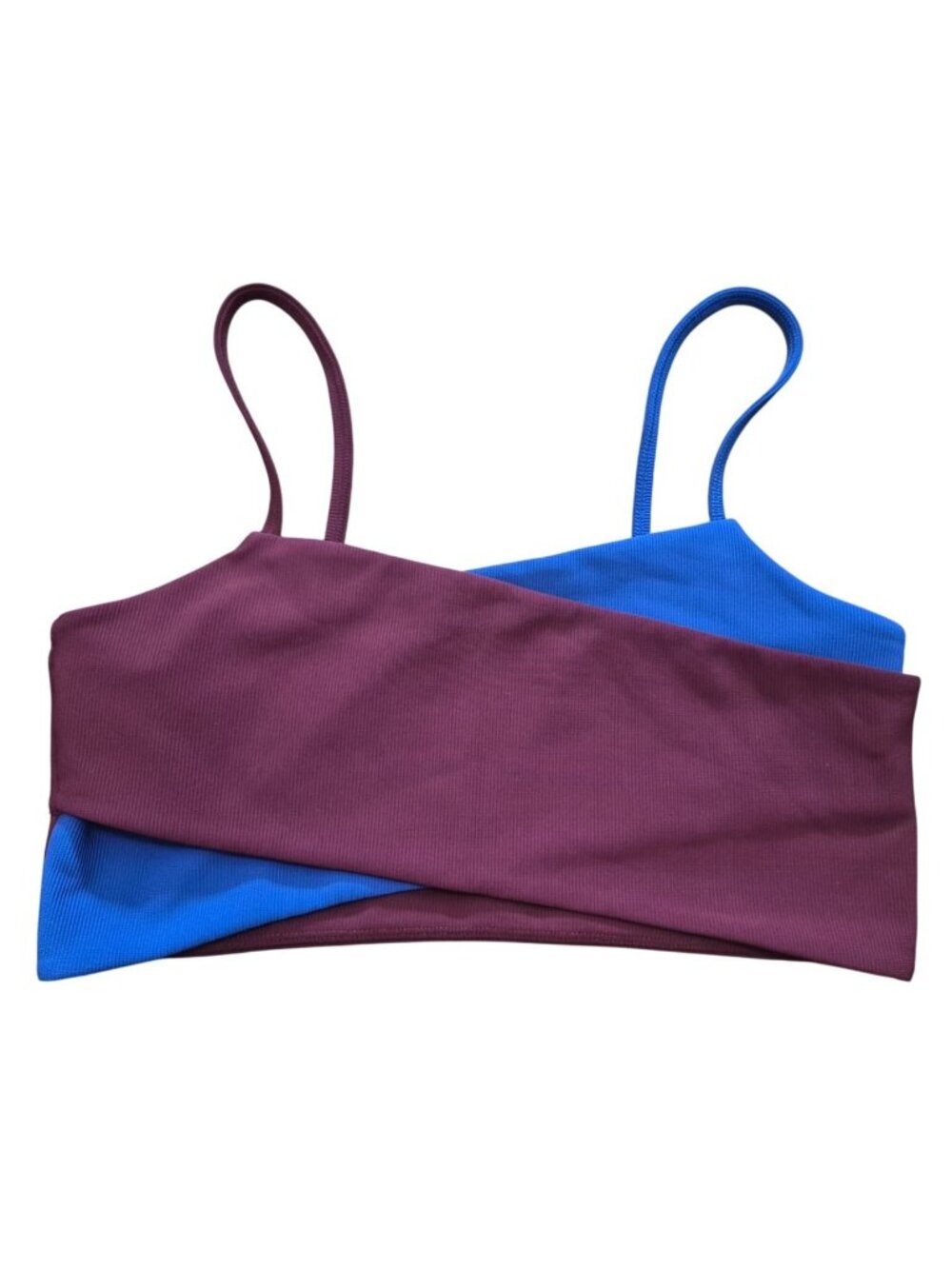 Wilo Reversible Ribbed Crop Top Two-Tone Burgundy Blue Size L
